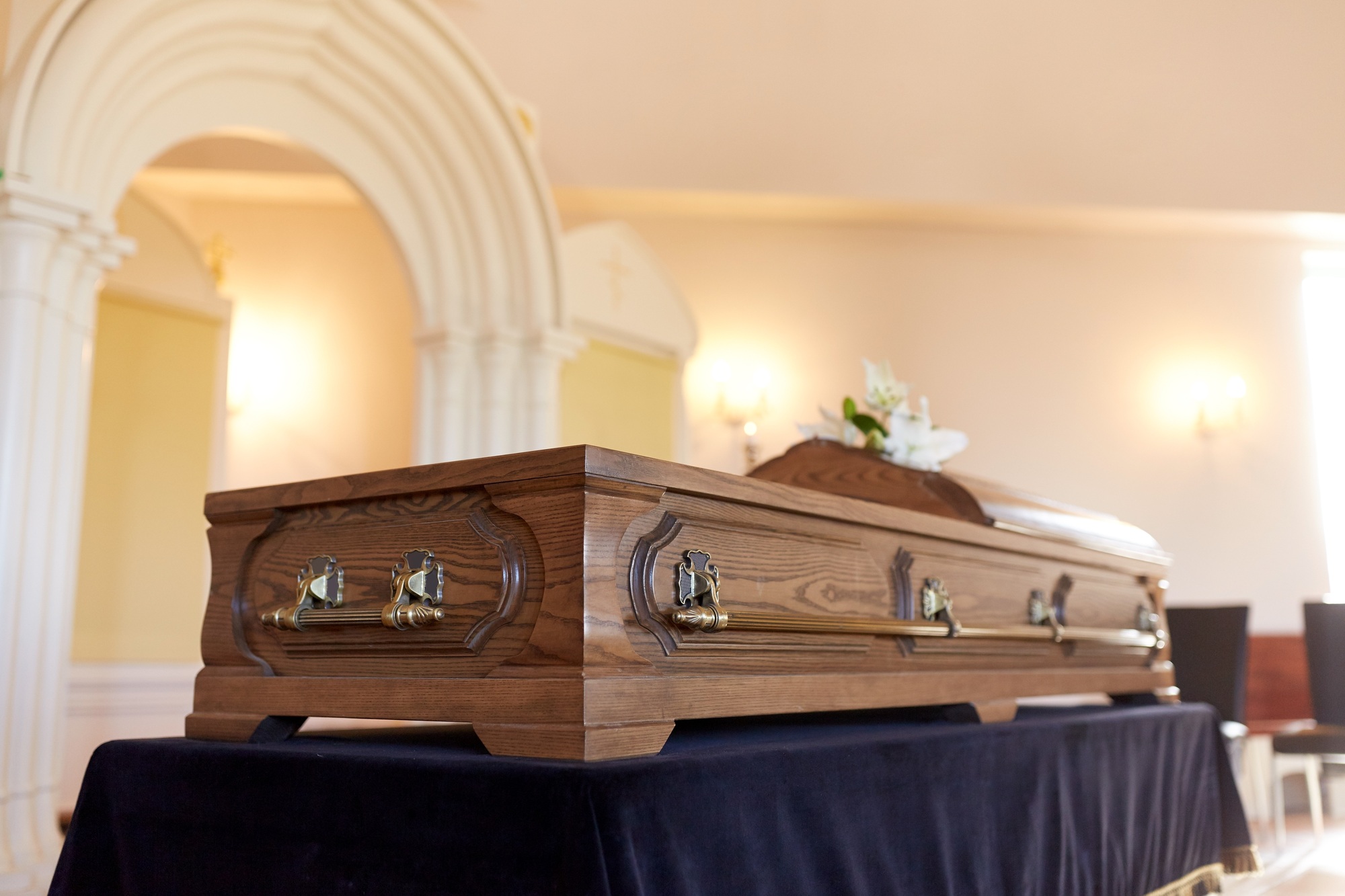 coffin at funeral in orthodox church