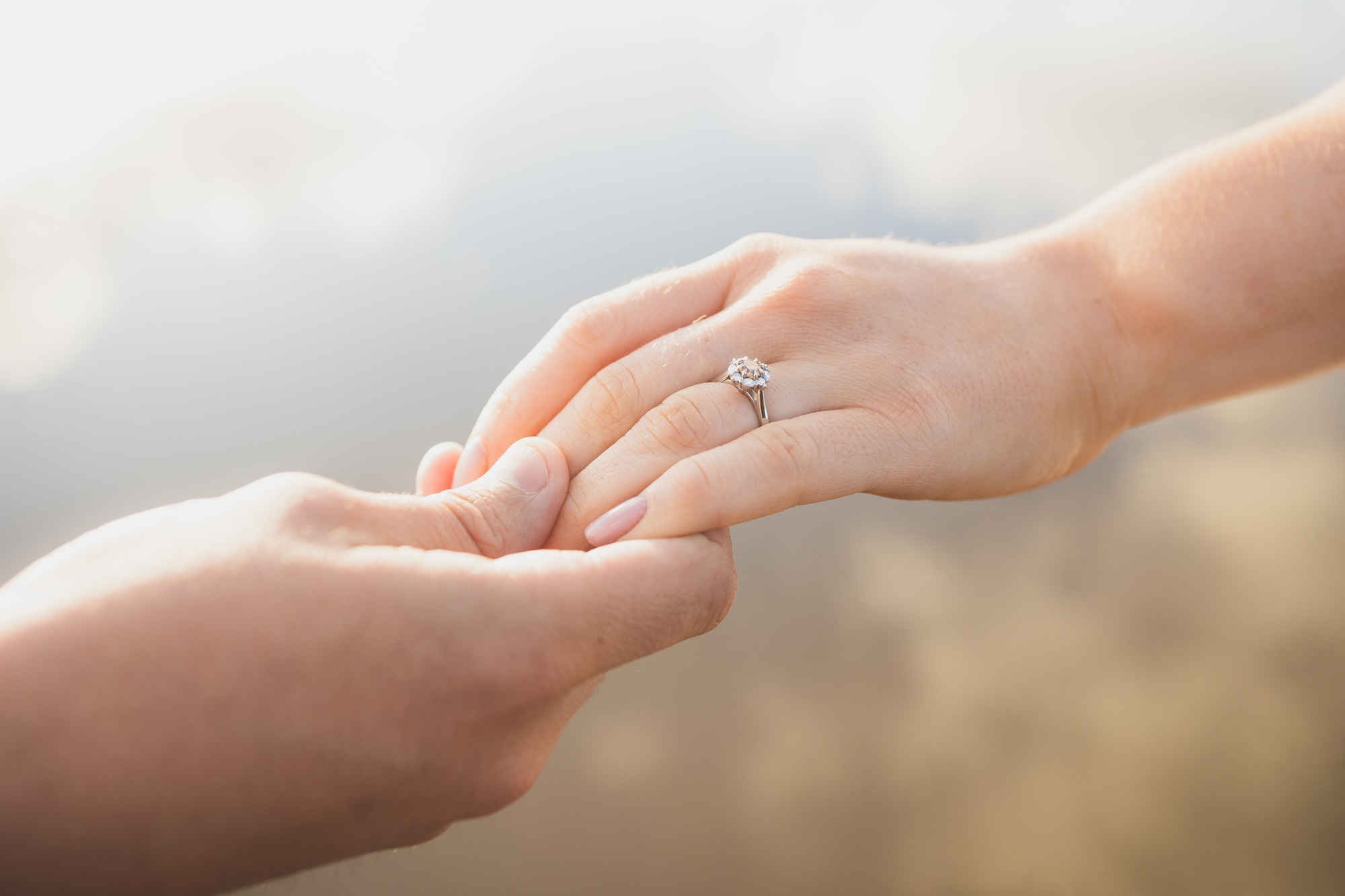 Engagement Ring Holding Hands